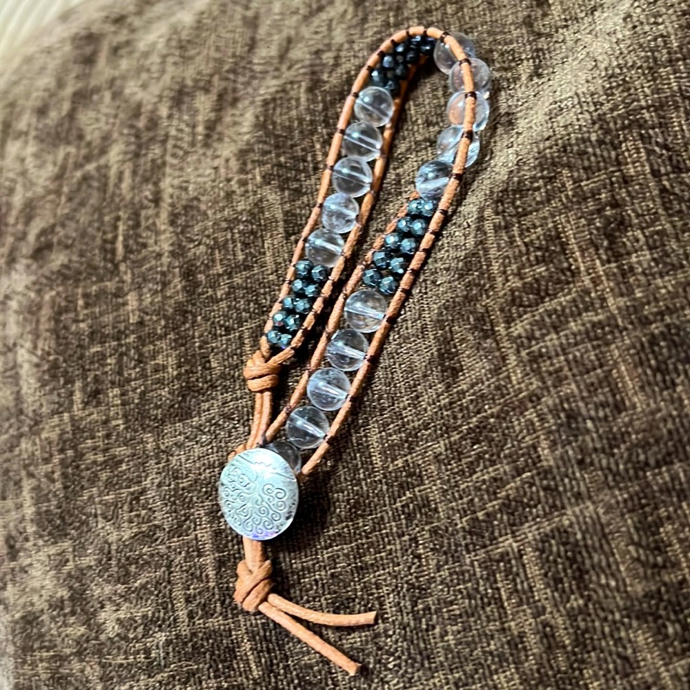 Beaded leather bracelet